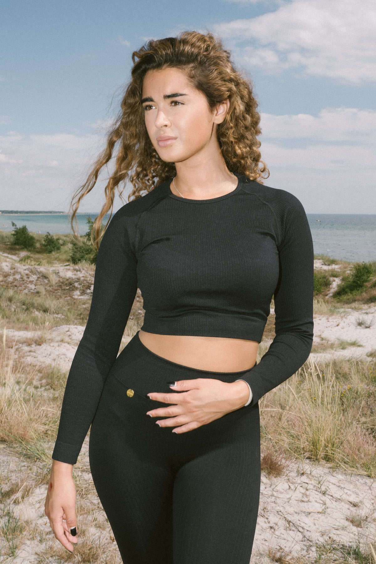 Pomme Elsa Seamless Crop Top, Black