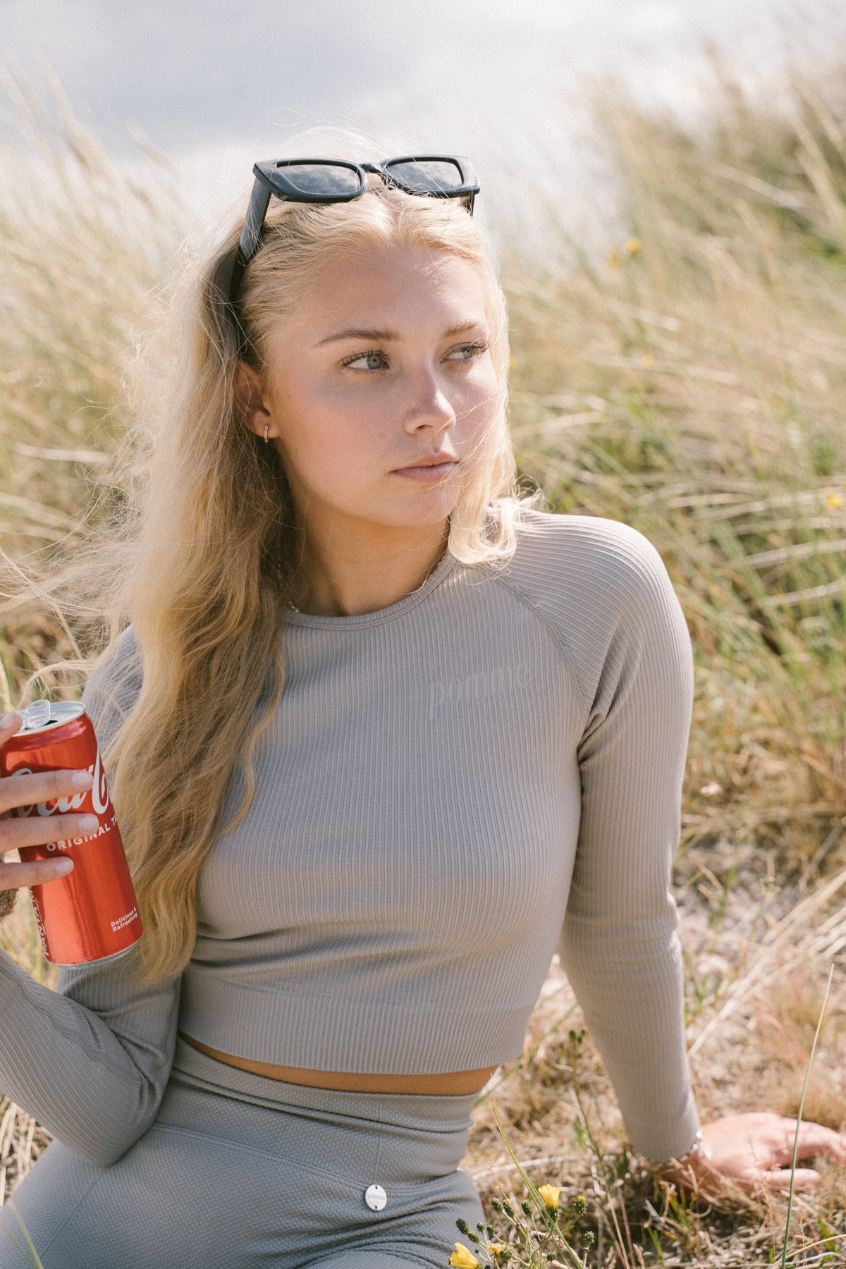 Pomme Elsa Seamless Crop Top, Grå Drizzle