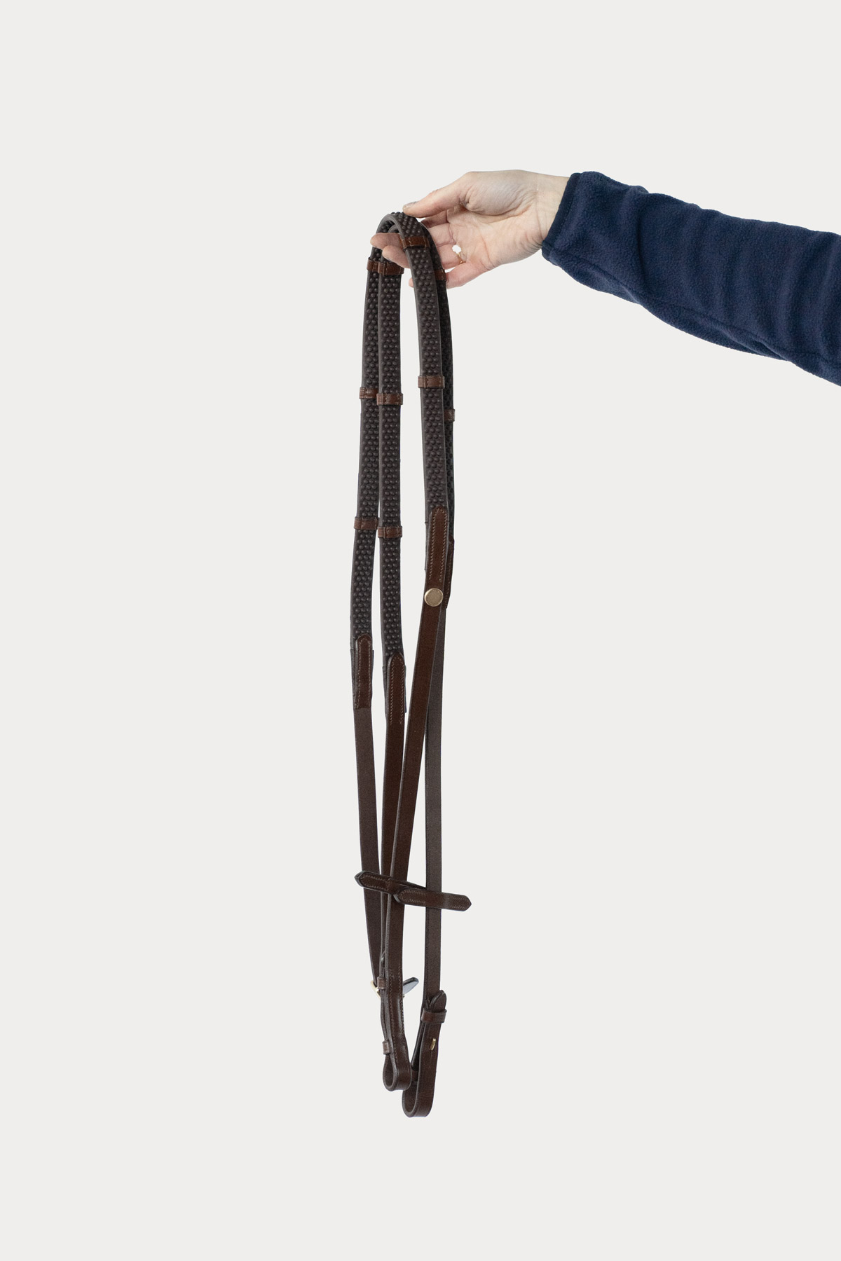 Amiko Essential Soft Grip Rubber Reins w Stoppers, Havana Brown