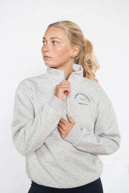Pomme Club Half Zip Crewneck, Grey Melange