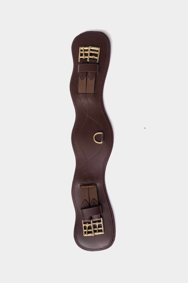 Sangle de dressage Amiko Essential en cuir, marron