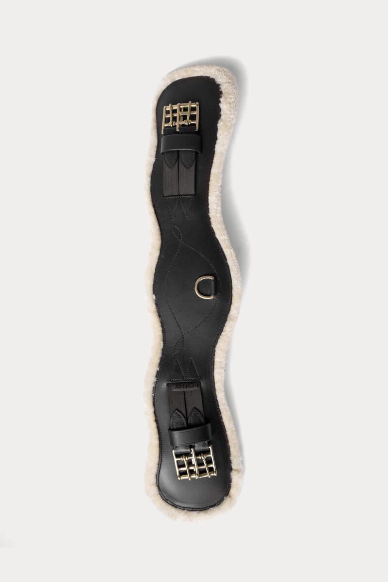 Amiko Essential Dressage Girth with Fur, Black