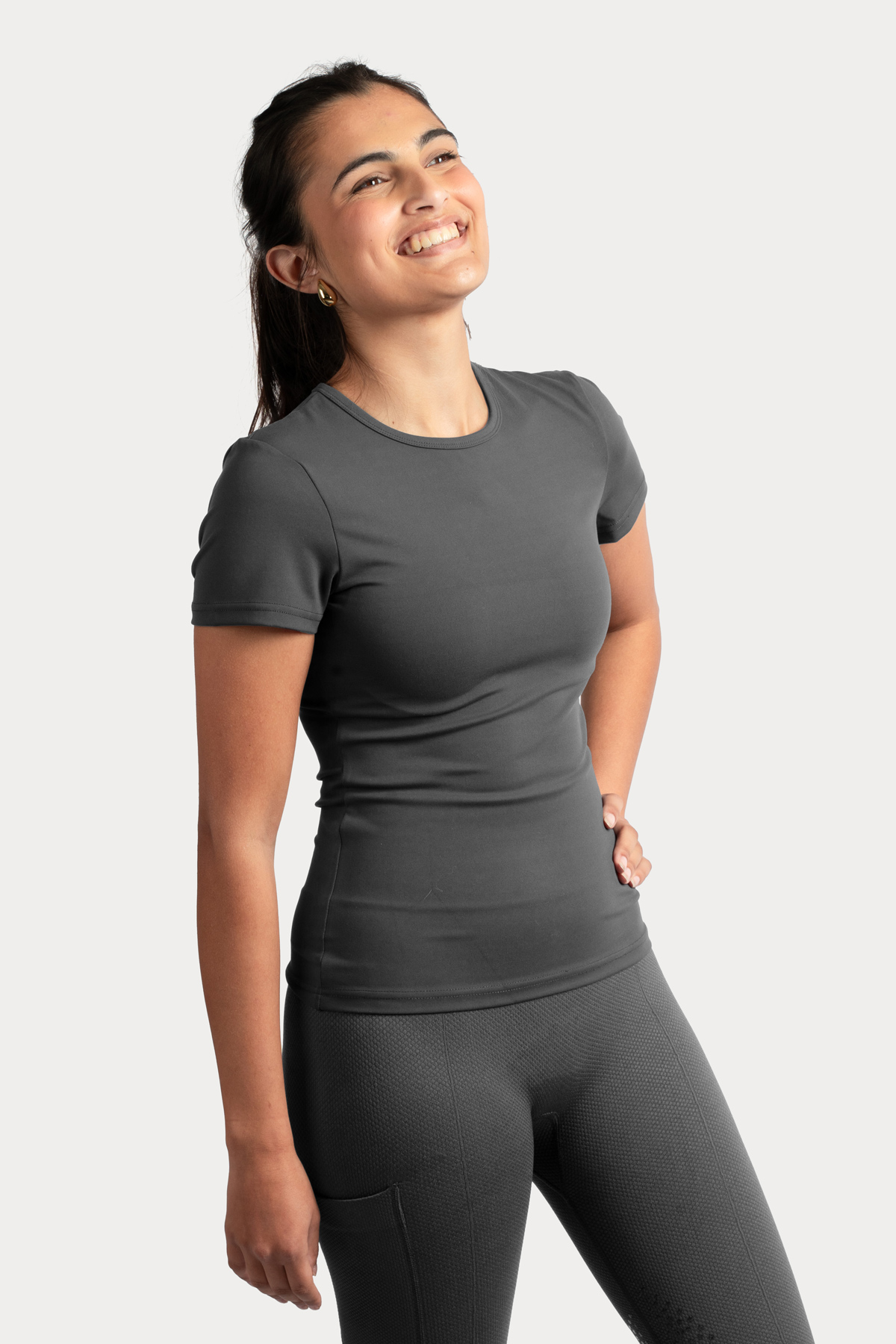 Amiko Essential Women's Super Soft Tee, Dark Grey