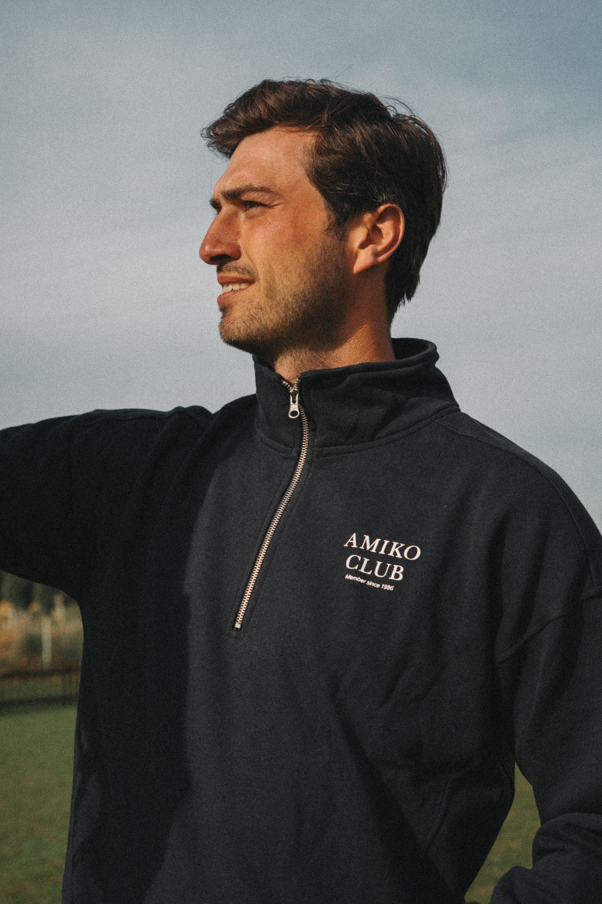 Amiko Man Gustav Half Zip, Black