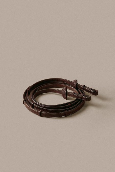 Goyer Sellier Rubber Reins With Stoppers, Brown