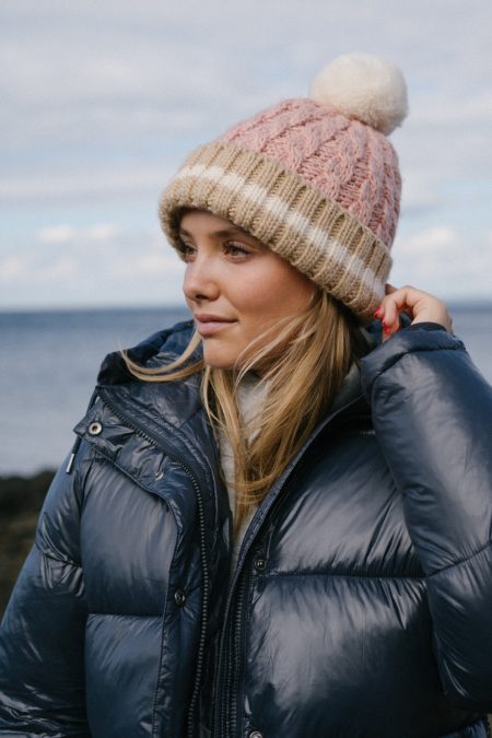 Pomme Lily Beanie, Pink/Creme