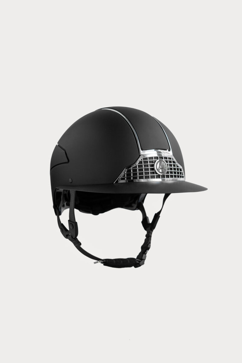 Amiko Matte Helmet Polo Visor, Black/Black Straps