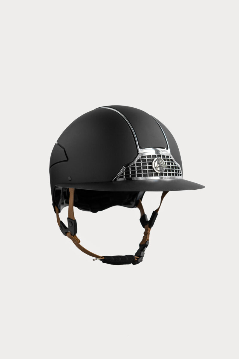 Visière de casque polo mate Amiko, sangles noires/nudes