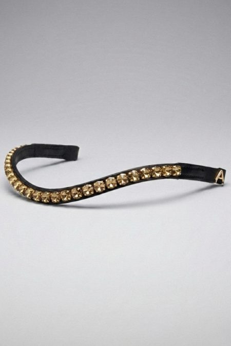 Amiko Browband Crystal Golden Bent, Black