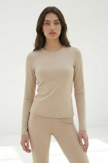 Amiko Women's Super Soft Long Sleeve, Cobblestone